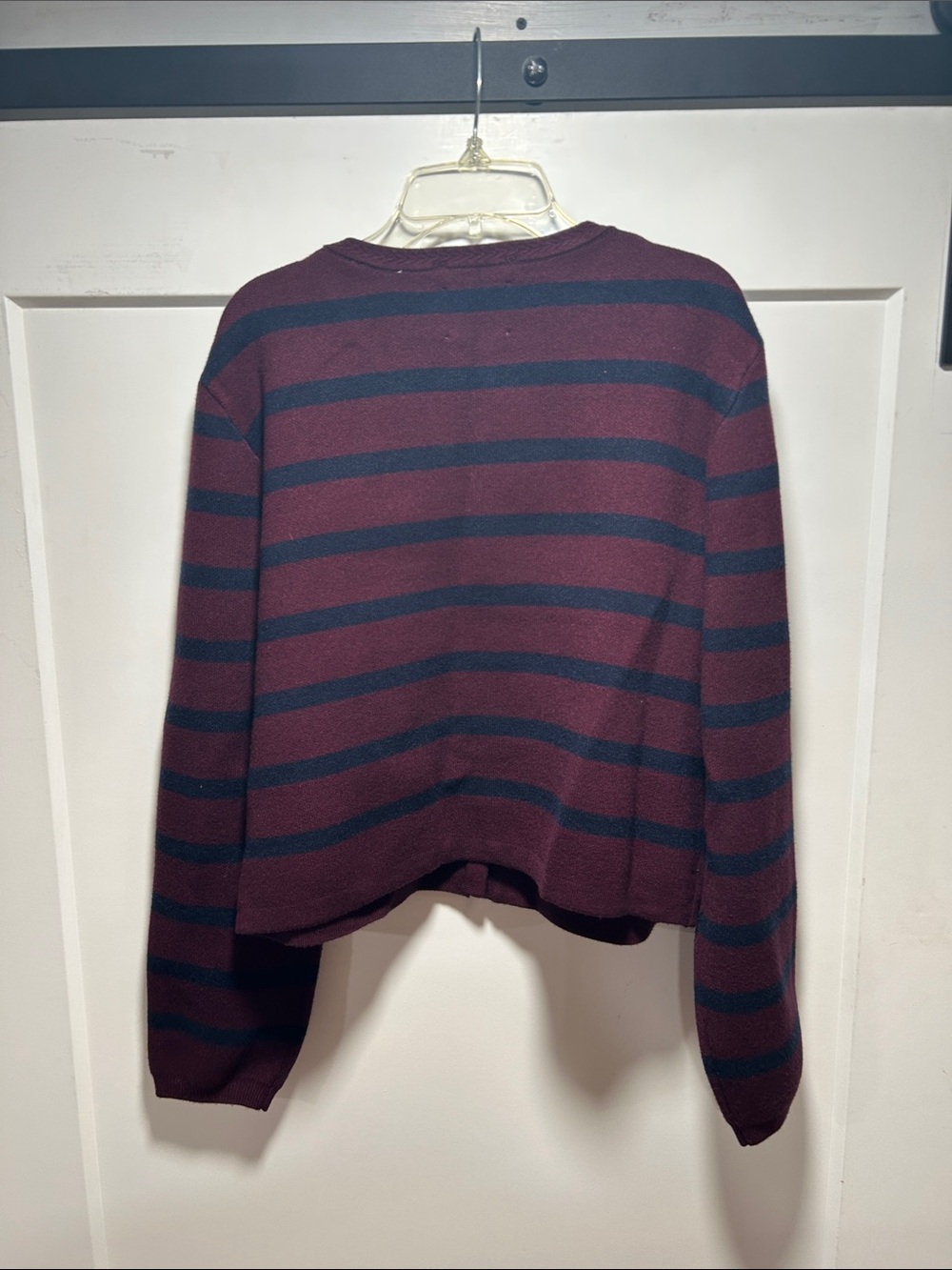 Scotch & Soda Burgundy and Navy Stripe Button Cardigan - Picture 3 of 8